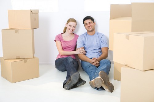 Pimlico home removal service handling packed boxes