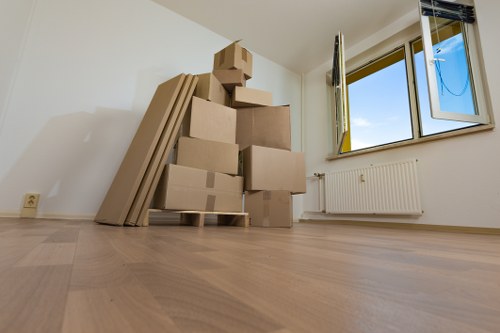 Boxes and furniture being loaded for removals in Pimlico