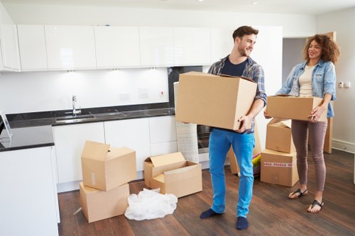 Packing and labelling office items for relocation in Pimlico