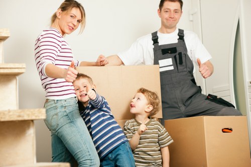 Moving day preparation checklist with labeled boxes in Pimlico
